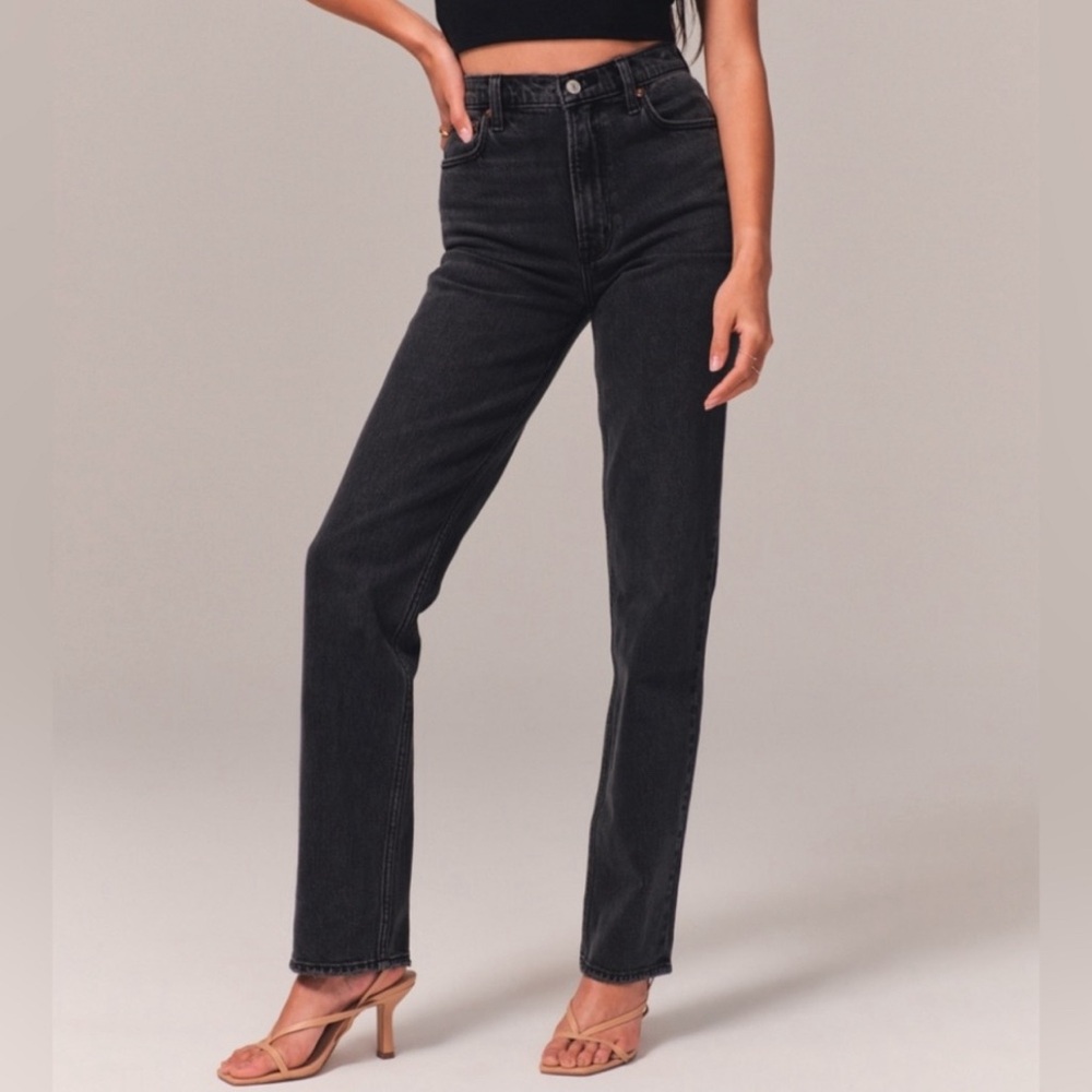 Abercrombie & Fitch Black Straight Leg Jeans